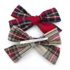 2 PCS 4 inches Plaid Festive Accessories Tartan Bow Hair Clips Scottish Bow Barrettes for Kids Baby Girls 4