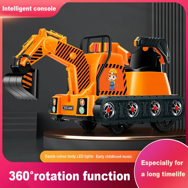 Children'S Electric Excavator Construction Vehicle Boy Girl 1-6years Toy Car With Music Light Bluetooth Remote Control Excavator 1