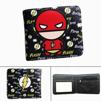 

Superhero The Flash Deadpool Bifold PU Wallet Short Photo Card Holder Layers Cartoon Print Boys Girls Coin Zip Pocket Purses