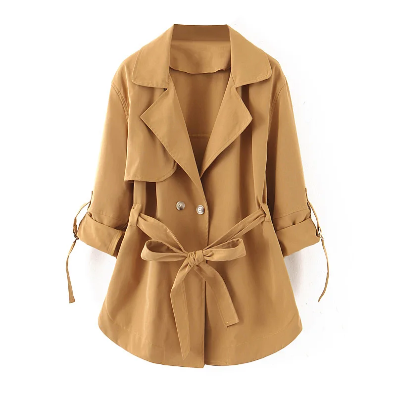 2019 Новое поступление CBRL Женская куртка воротник с лацканами поясом повседневная