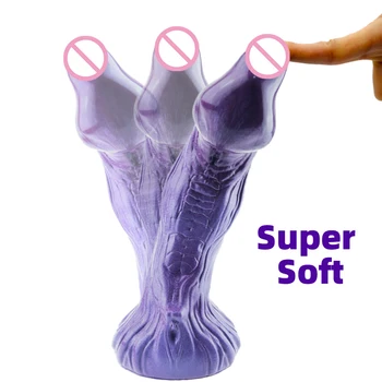 Butt Monster Fantasy Anal Dildo Female Large Artificial Penis Curved Silicone Big Dick Vaginal Stimulation Masturbation Sex Toy 3