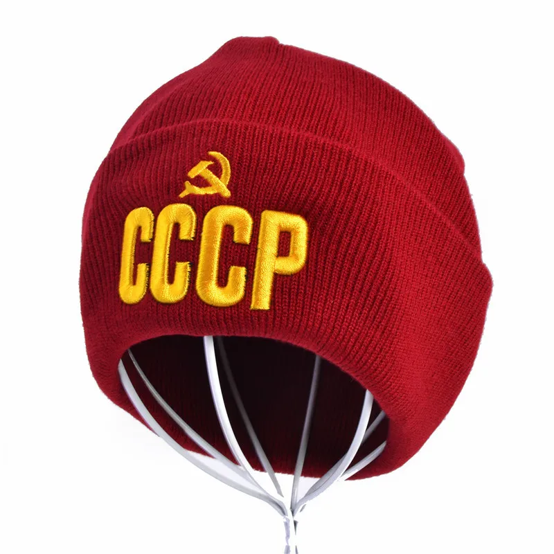 Русская популярная шерстяная шапка с буквенным принтом CCCP, трехмерная вязанная шапка с вышивкой, Зимний пуловер и шапка, шерстяная шапка, теплая шапка