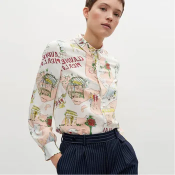 

Street Casual Style Printing Shirt Dress 2020 New Spring Ladies Patchwork Ancient Pattern Shirt Tops XX169