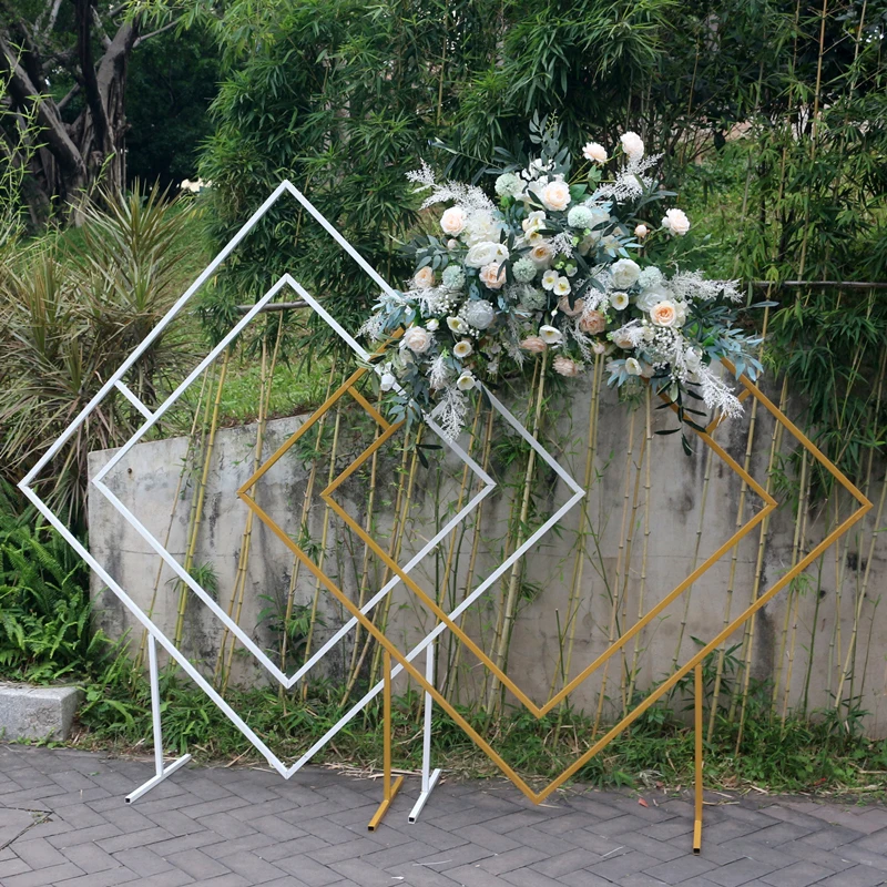 JAROWN Wedding Arch Rhombus Shelf Backdrop Frame Quadrilateral Geometry Flower Stand Shooting Props Wedding Arrangement Decor (13)