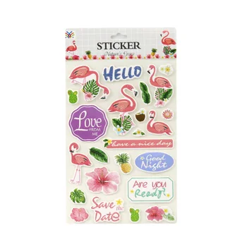 

1 Sheets Tropical Plant Flamingo Hand Account Sticker Decoration Photo Album Greeting Card Sticker Comes With Glitter Stationery