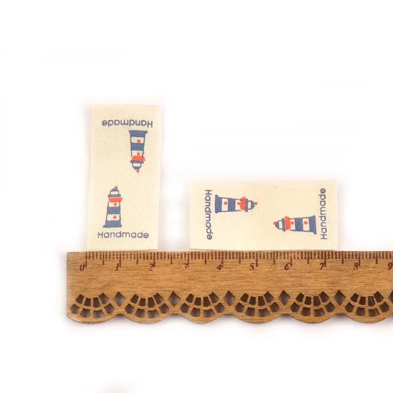 Beige Clothing Labels 50pcs Mixed Garment Tags Handmade Print Cotton Woven Label For Shoes Bags Sewing Accessories CP2394 - Цвет: 4