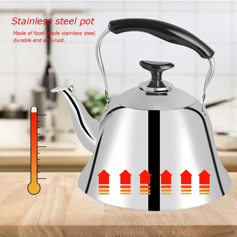 

2/3/4/5L Teapots Stainless Steel Whistling Tea Kettle Tea Pot For Induction Cookers Gas Stoves #W0
