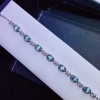 

H608 Fine Jewelry Gold AU750 G18K 100% Natural 7.02ct Blue Aquamarine Gemstones Jewellery Bracelets for women Fine Bracelets