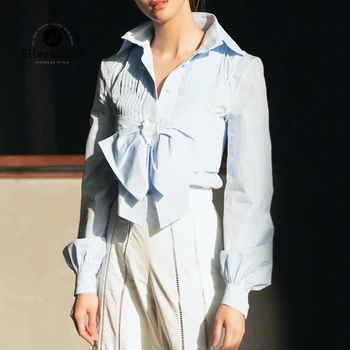 

Women Blouse Casual Bow Tie Shirts Ladies Tops Long Sleeve femme camisa