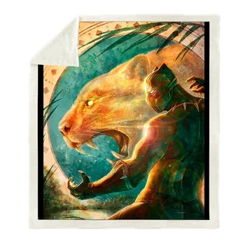 

Superhero Black Panther Print Plush Throw Blanket Sherpa Fleece Bedspread Home Blankets For Beds Square Camping Soft Blanket