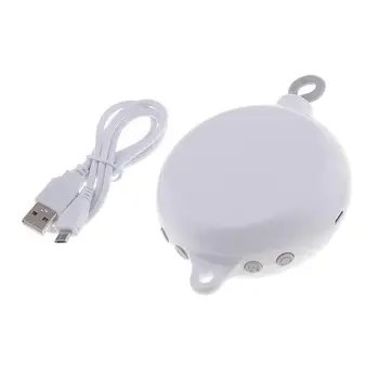 

Newborn Toys Crib Bed Bell Rotating Music Box 35 Songs, Plug-in TF Card, with USB Data Cable, White