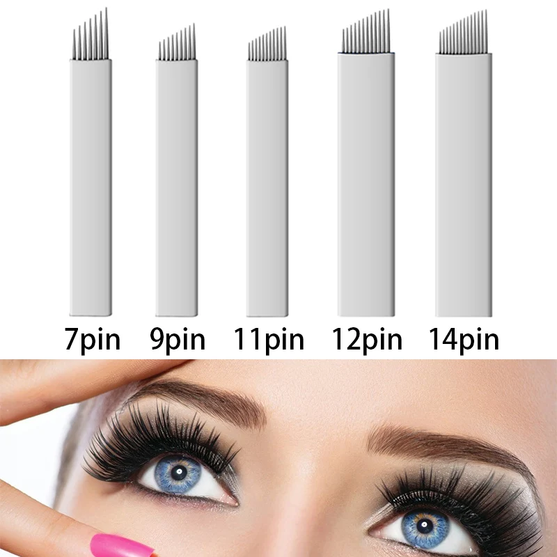 

Laminas Agulhas Tebori Microblading Needles 14U Shape Permanent Makeup Tattoo Needle Flex Blades for Manual Pen Eyebrow lip