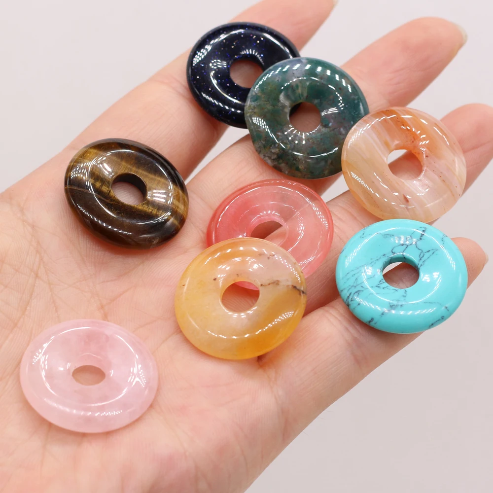 

10PCS Wholesale Natural Stone Agate Amethyst Tiger's Eye Round Big Hole Beads for Necklace Bracelet Making Jewelry Accessories