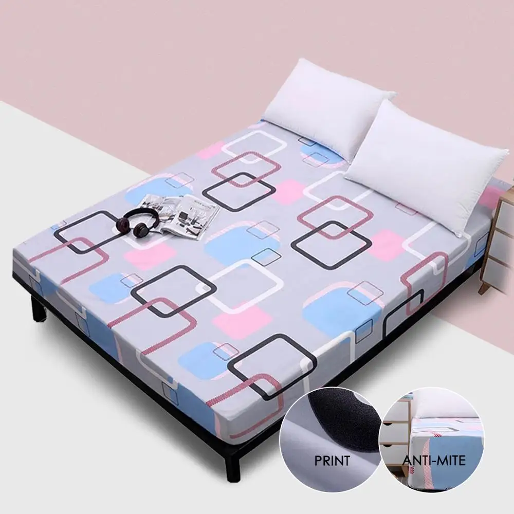 Simplicity Pure Pattern Printing Brushed Fitted Sheet Mattress Cover With Elastic Band Soft Bedding Linens Home Textile Simplicity Pure Pattern Printing Brushed Fitted Sheet Mattress Cover With Elastic Band Soft Bedding Linens Home Textile