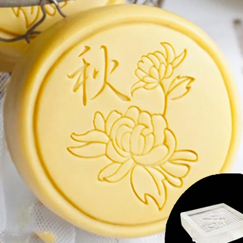 Lotus Plum Blossom Flower Pattern Handmade Soap Stamp, Clear DIY, Natural Acrylic, Decorative Soap Making, Custom Printing Tools