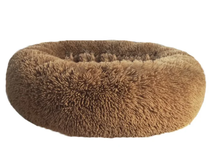 Brown USADonut Cat Bed Faux Fur Dog Beds Pet Beds for Dogs/ Cats Comfortable and Warm Cuddler Cushion Thick Full Plush - Цвет: Brown