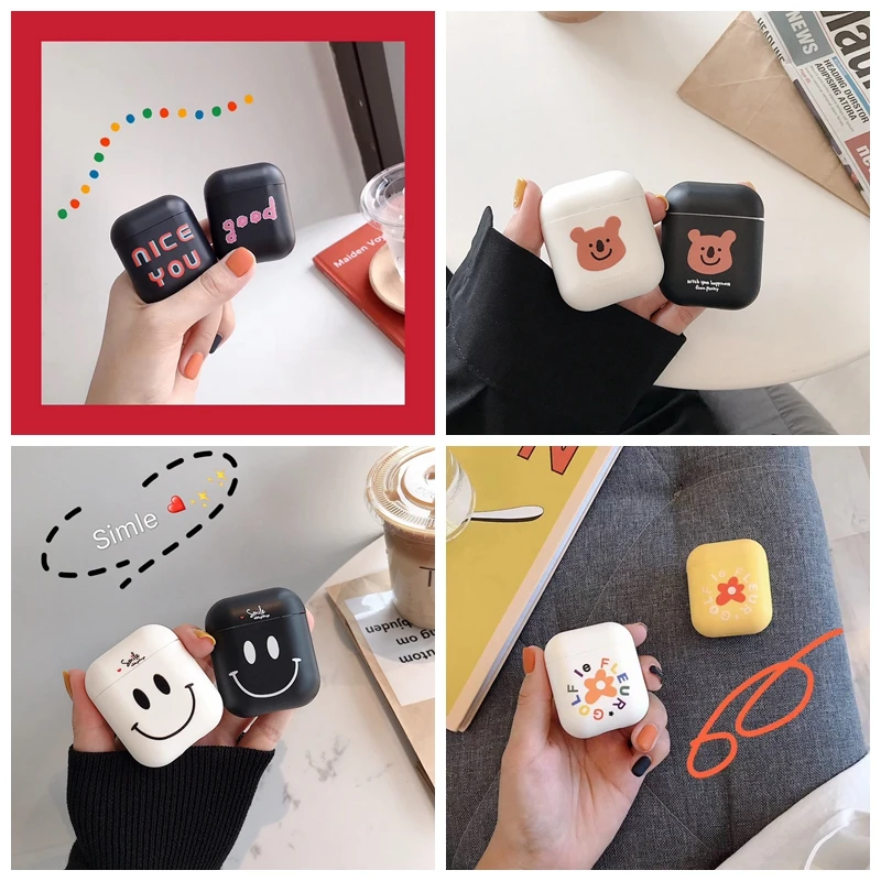 

For AirPods Case Cute Cartoon Flower Bear Pattern Earphone Cases For Apple Airpods 2 Funny Soft Cartoon Kawaii Protect Cover