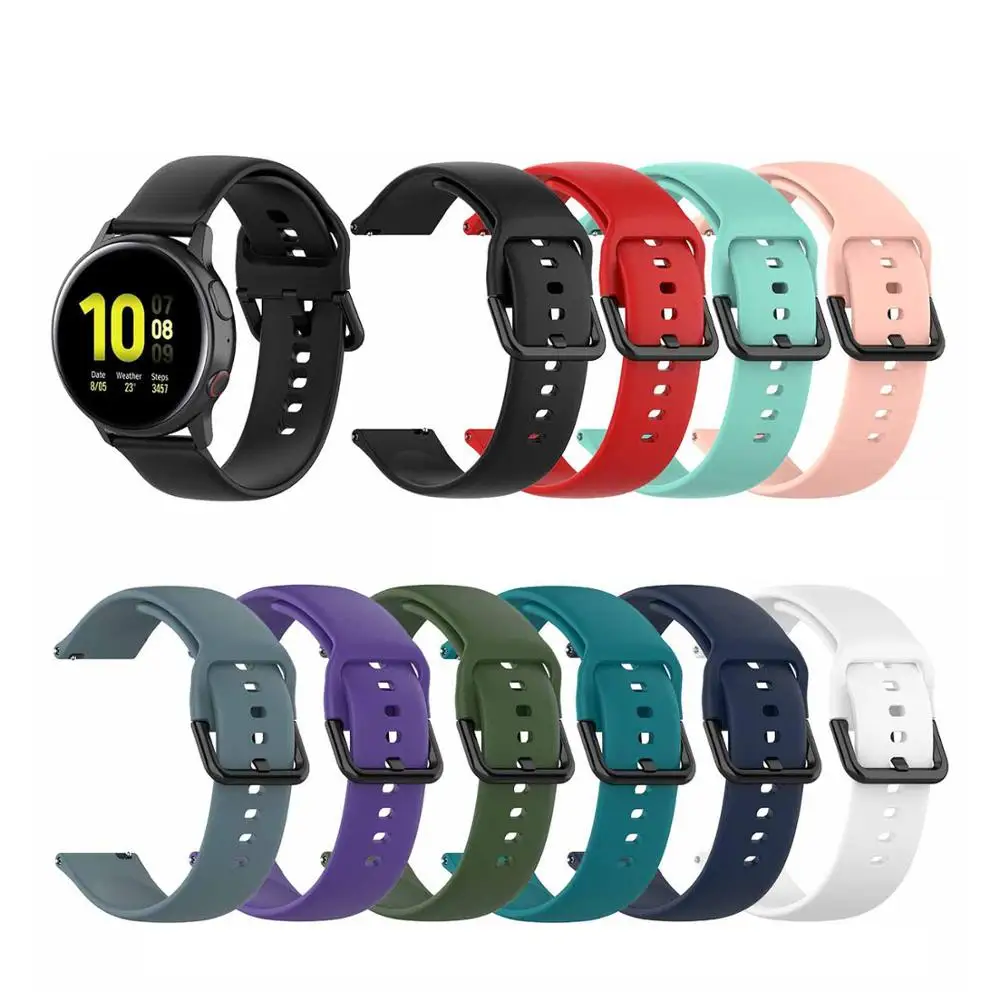 20 мм Силиконовые Ремешки для наручных часов для samsung galaxy watch Active 2 браслет умный спортивный ремешок для samsung galaxy watch 42 мм ремешок для наручных