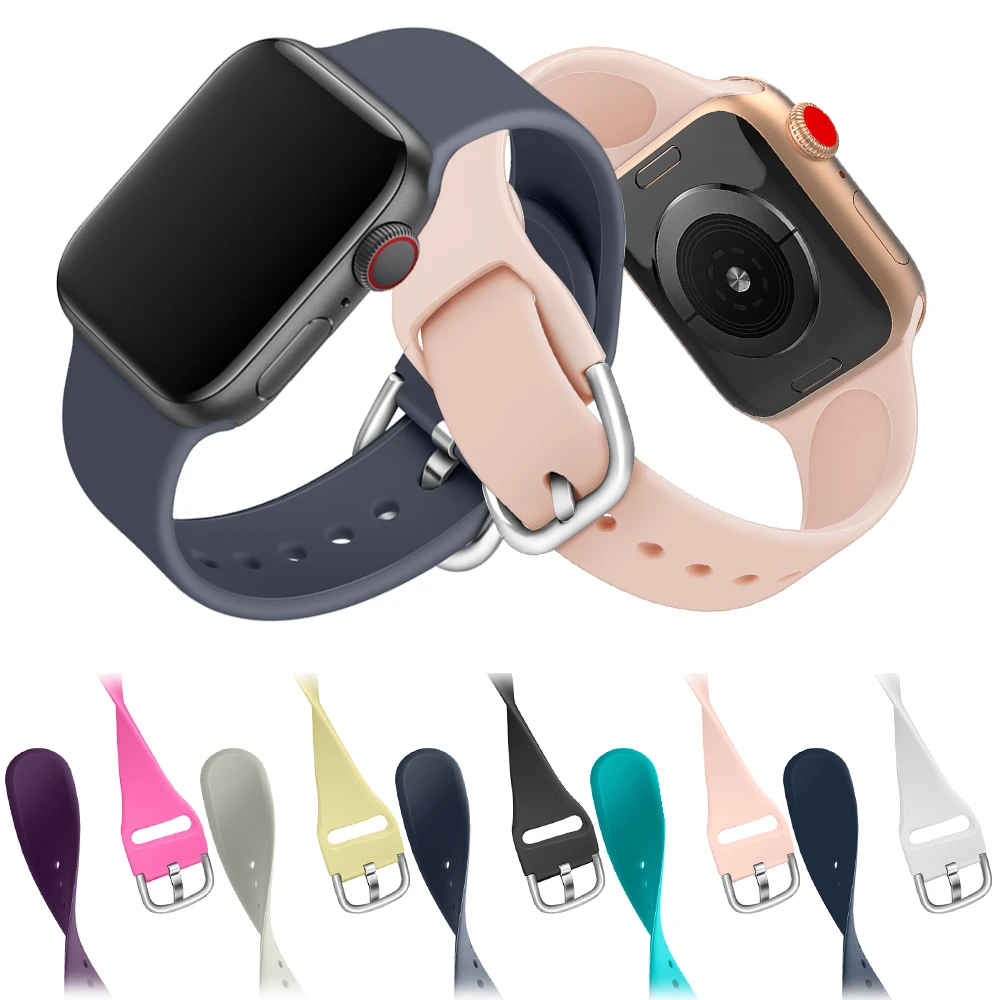 Силиконовый ремешок для наручных часов Apple Watch, ремешок 42 мм, 38 мм, версия 44 мм 40 мм для смотрю из разноцветных резиновых полосок для ремешок для часов аpple Series4/3/2/1