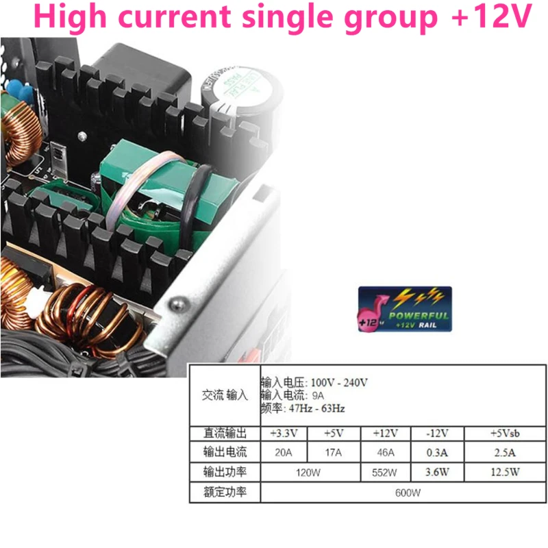 New PSU For Thermaltake(Tt) Smart DPS G 600W ATX 12V 80plus Bronze Half Module Game Power Supply 600W Power Supply SPG-0600D-B