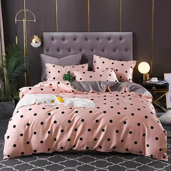 

50 girl 100% Satin Silk 3/4pc Bedding Set Print Duvet Cover Bed Sheet Plaid Bedlinen Bedclothes Luxury Bedding Sets Wholesale