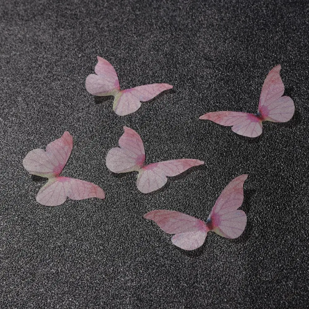 Mesh Butterfly Applique 10pcs Tulle Butterfly 3 Size Party Christmas Festival Wedding Decor Dress Needlework Decora handmade Craft Accessories