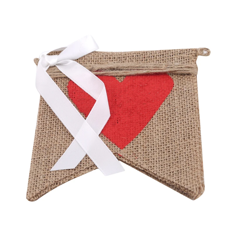 Linen String Banner Flags Burlap Bunting DIY Decoration For Mother's Day Home Party Decoration