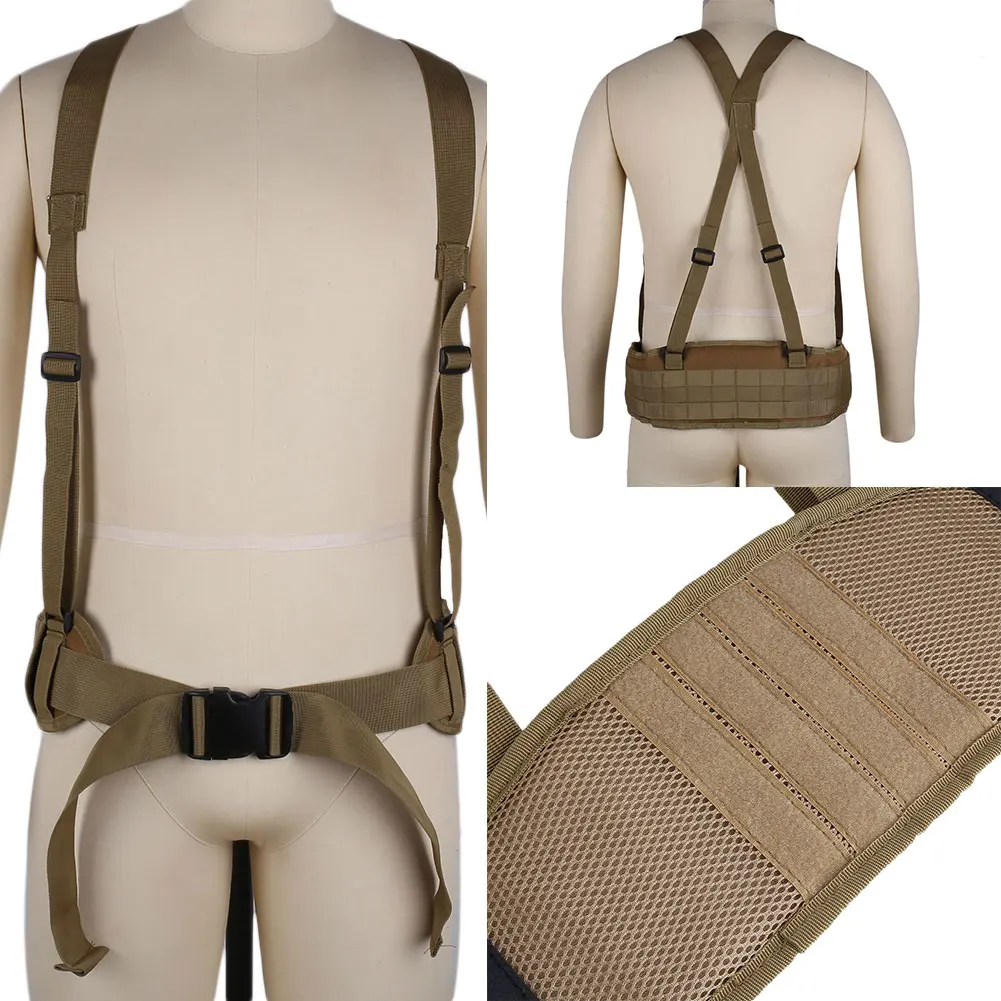 mud Для взрослых Molle тактический пояс с подтяжками h-образной формы для страйкбола - Цвет: mud