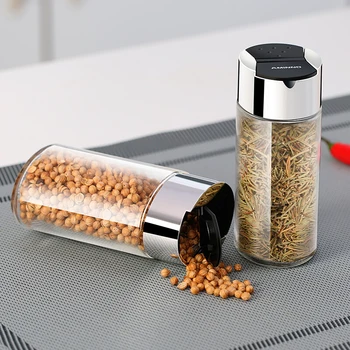 

AMINNO 2 Pieces Pepper Spice Bottles Seasoning Dispenser 100ml Safely Healthy Glass Jar Home Kitchen Tools