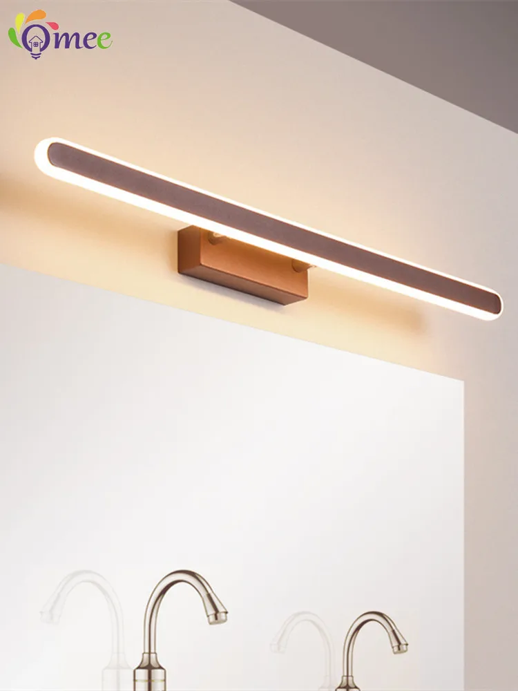 Modern Led Mirror Lights Lamp for Mirror Bathroom Wall Lamps Sconce Length 40cm 800mm Brown Color Finishes Home Hotel Lighting