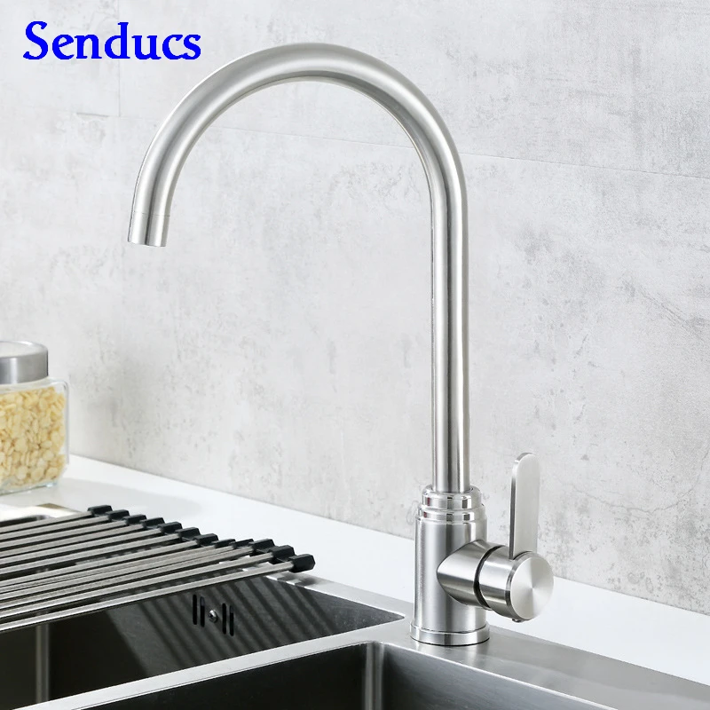 Kitchen Faucet Senducs Brushed Kitchen Sink Faucet Quality SUS304 Stainless Steel Kitchen Faucet Hot Cold Kitchen Mixer Tap Kitchen Faucet Senducs Brushed Kitchen Sink Faucet Quality SUS304 Stainless Steel Kitchen Faucet Hot Cold Kitchen Mixer Tap