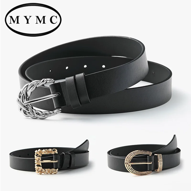 MYMC 패션 숙녀 아름답게 새겨진 핀 버클 벨트, 레트로 장식 블랙 허리띠 여성 소녀여성용 벨트 AliExpress