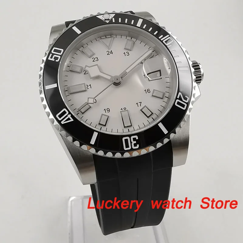 

40mm no logo white dial luminous saphire glass;Ceramic Bezel Automatic movement men's watch-BA141