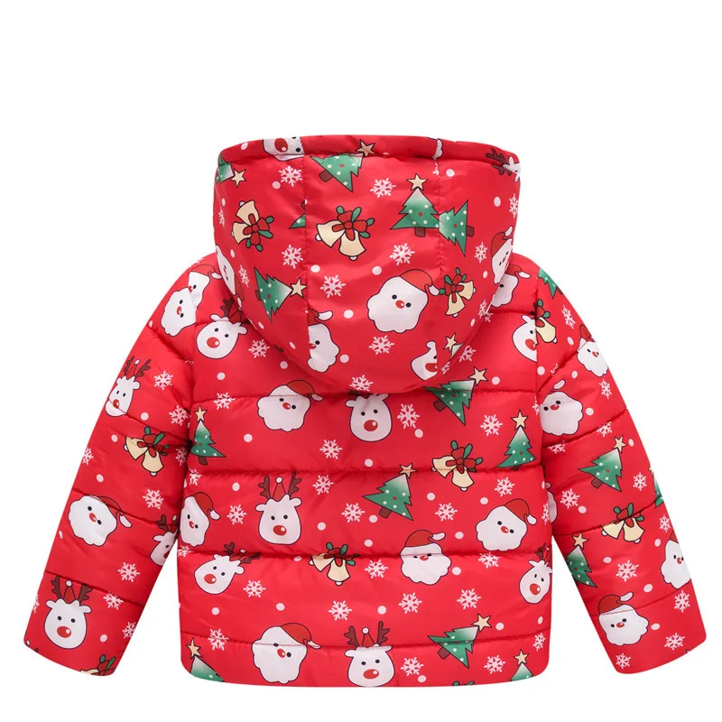 Детское зимнее рождественское пальто плюс бархатная теплая куртка Рождественская Детская одежда с мультяшными узорами хлопковая одежда для мальчиков и девочек