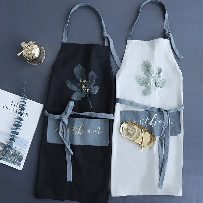 Nordic Cotton Apron Women Adult Bibs Home Kitchen Cooking Baking Coffee Shop Cleaning Oil and Water Resistant Aprons