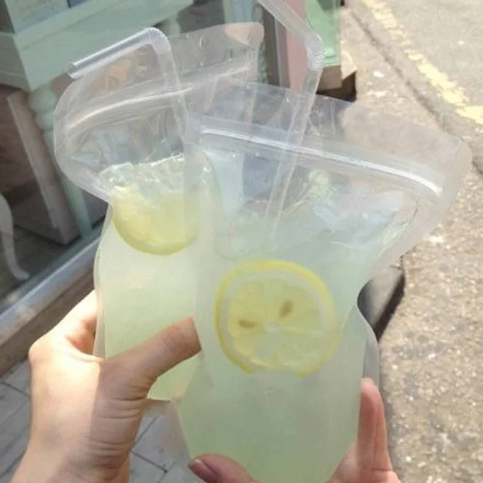 Пластиковый питьевой Ziplock Ziploc мешок, сок чай Cordial Mocktail пузырьковый чай прозрачные сумки для напитков 500 мл 100 шт
