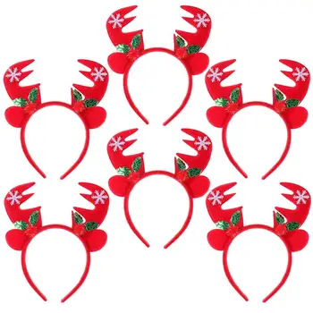 

6pcs Snowflake Reindeer Antler Hair Band Headpieces Hair Hoop Hair Clasp Hair Accessories for Xmas Christmas Party