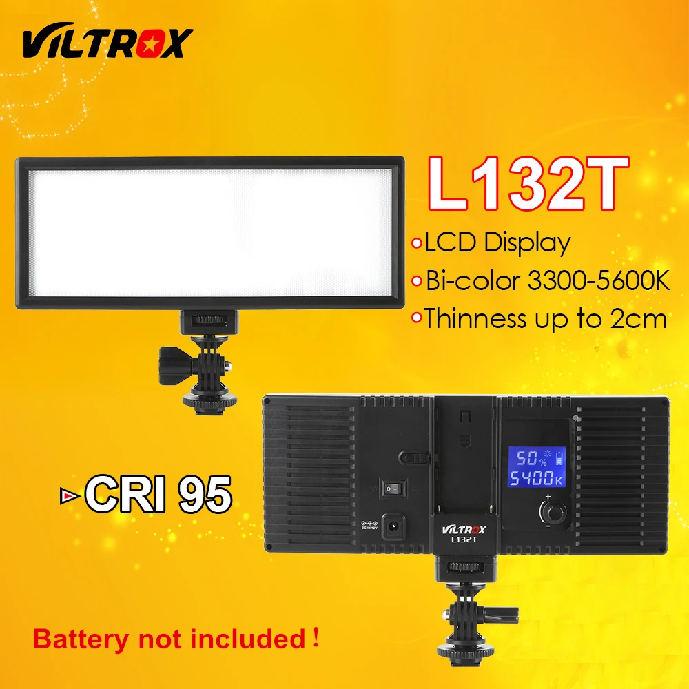 Viltrox L132T светодиодный свет ультра тонкий ЖК-дисплей двухцветный и затемняемый DSLR студийный свет лампы панель для камеры DV видеокамера