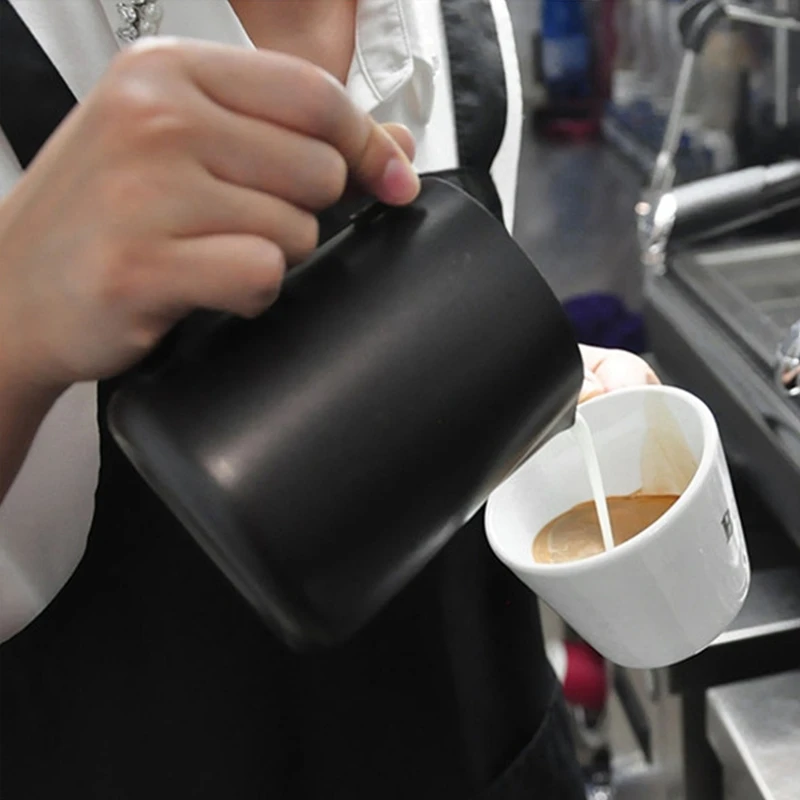 Горячая Распродажа, черная кофейная кружка с антипригарным покрытием, чашка, кувшин из нержавеющей стали для эспрессо, молока, кофе, вспениватель, кувшин для кофе, тампер, кружка, 600 мл