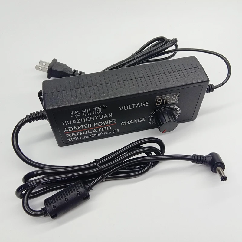 Adjustable Power Adapter AC to DC 3-12V 10A Universal Adapter Voltage Regulated Power Supply with Display Screen 34pcs DC Jack