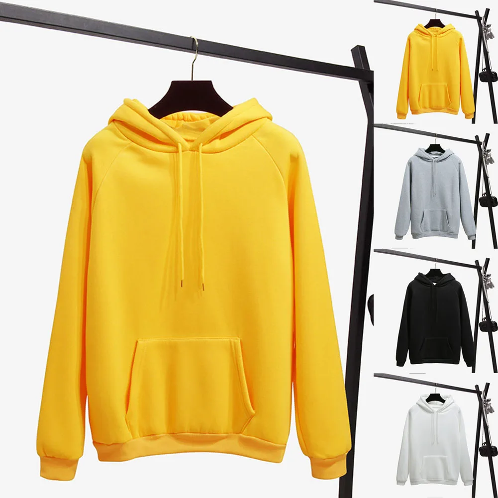 

2019 Fashion Hoodies Winter Sweatshirt Long Sleeve Hoodie Pullover Tops Blouse Soild Sweatshirts with Pocket for Women