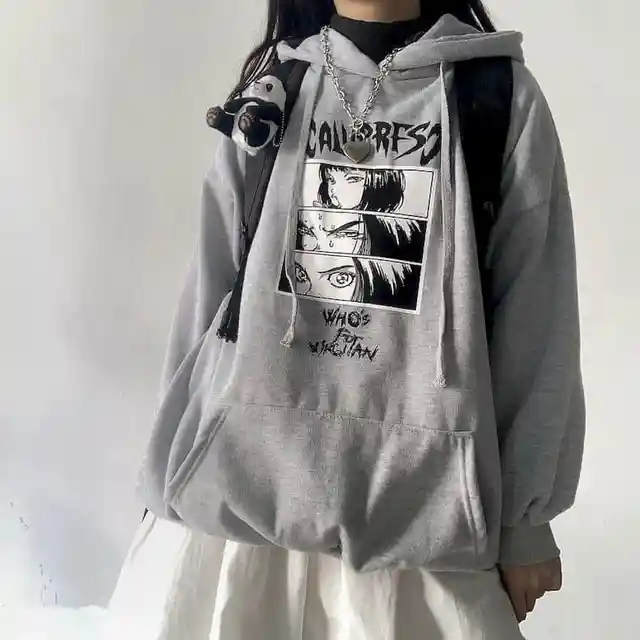 Men's Sad Girl Harajuku Aesthetic Anime Unisex Casual Hoodies Japanese  Streetwear Tops Hip Hop The Dark Cartoon Print Sweatshirt - Hoodies &  Sweatshirts - AliExpress