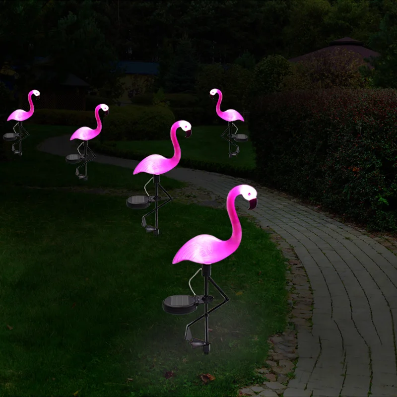 Product Solar Flamingo Lawn Light with Solar Panels LED Garden Path Landscape Lights Night Lamp Waterproof