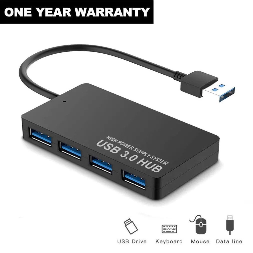 Ультра-тонкий 4-портовый USB3.0 концентратор высокой Скорость световой индикатор USB HUB для мульти-устройство для портативного компьютера