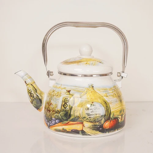 1.5L эмаль чайник для воды чай вино Кофе чайник кофейник электромагнитная печь бытовой утолщенный холодный чайник кофейник - Цвет: B