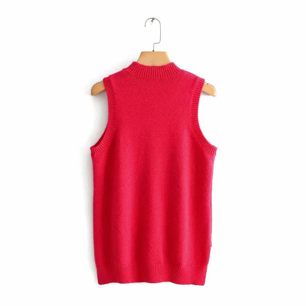 women solid color round collar sleeveless vest sweater ladies basic knitted casual slim sweaters female autumn chic tops S106