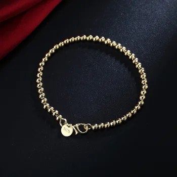 

CH-941 for women Silver color 4mm beads Gold color Chain bracelet cute wedding party lady fashion charm jewelry birthday gift