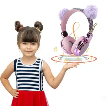 

Cute Kids Wired Headphone with Microphone Girls 3.5mm Cat Mobile Gamer Computer Earphone Gift Stereo Girl Phone Headphones F7A8