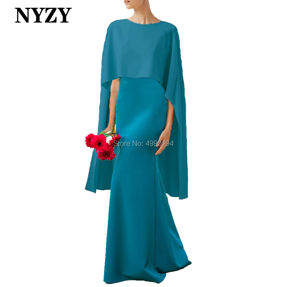 Elegant Stretch Jersey Cap Sleeves Long Mother of the Bride Groom Dresses 2020 NYZY M274 Mermaid Formal Evening Gown | Свадьбы и