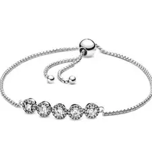 Новинка зимы года. 925 пробы серебряный браслет. Круглый блестящий браслет со слайдером. Подходит для самостоятельной сборки. Модная европейская бижутерия